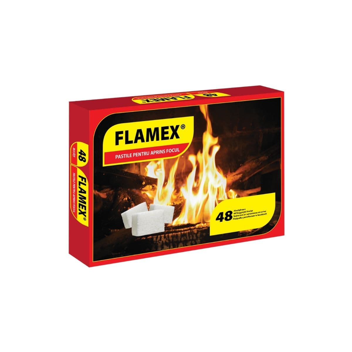Pastile pentru aprins focul Flamex pachet roșu / 48 cuburi