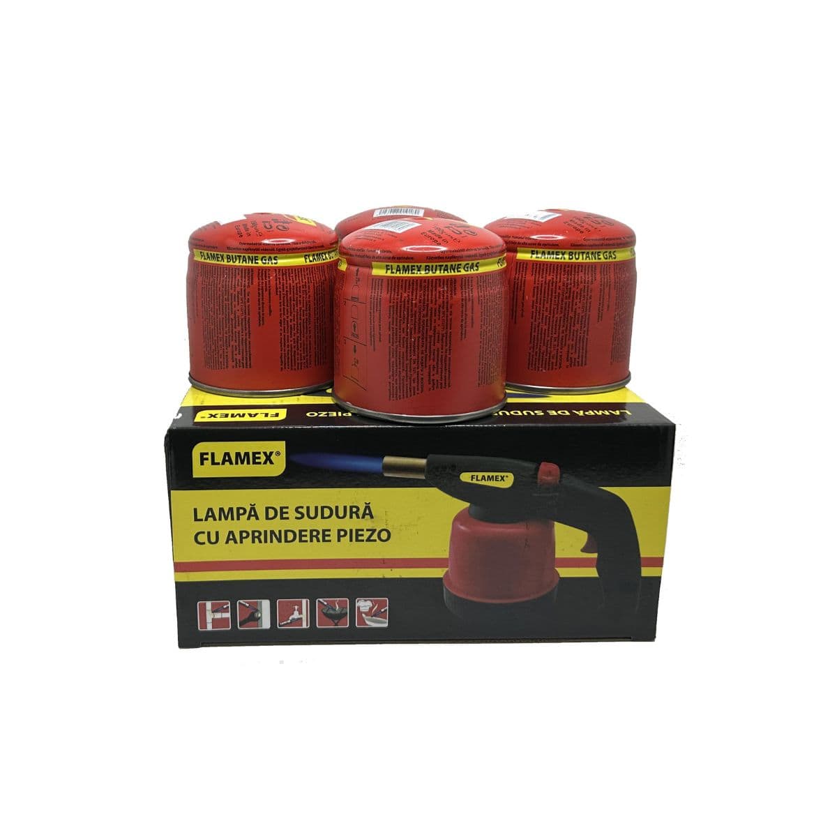 Set FLAMEX 4butelii 190g + Lampa sudura cu aprindere Piezzo